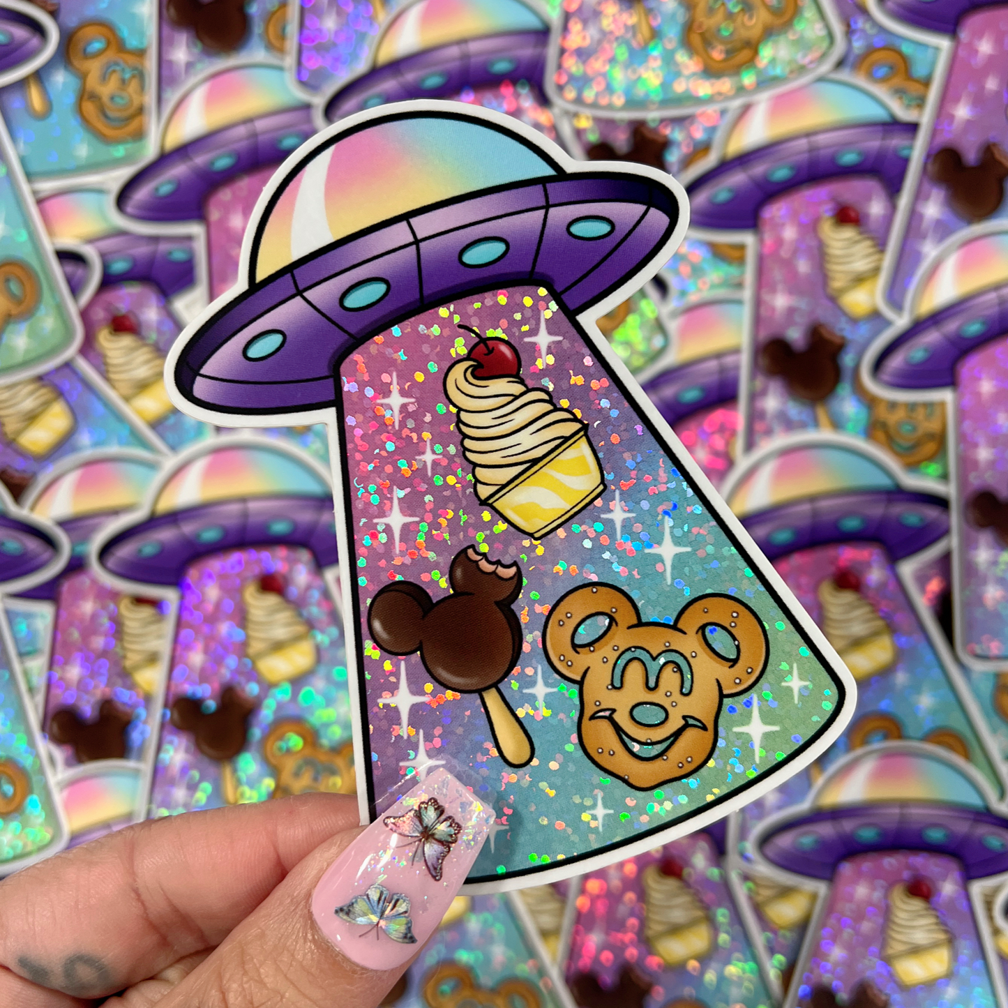 Park Treats Abduction UFO - Glitter Sticker